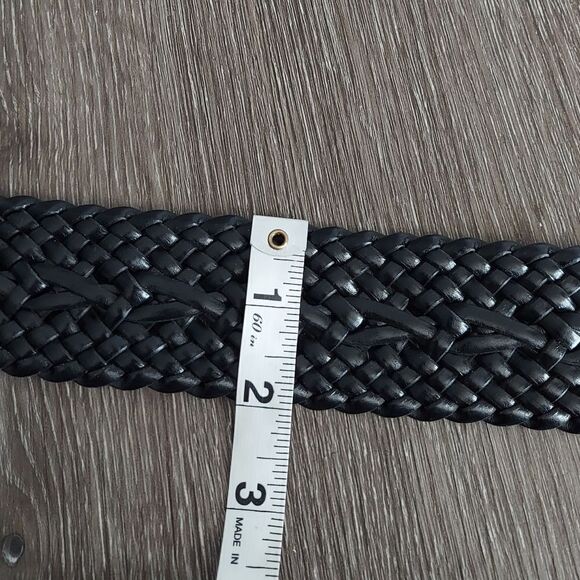 Chaps Black Woven Braided Wide Belt Medium - Picture 7 of 7